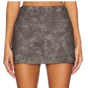 Revolve Superdown Minta Faux Leather Skirt in Distressed Grey